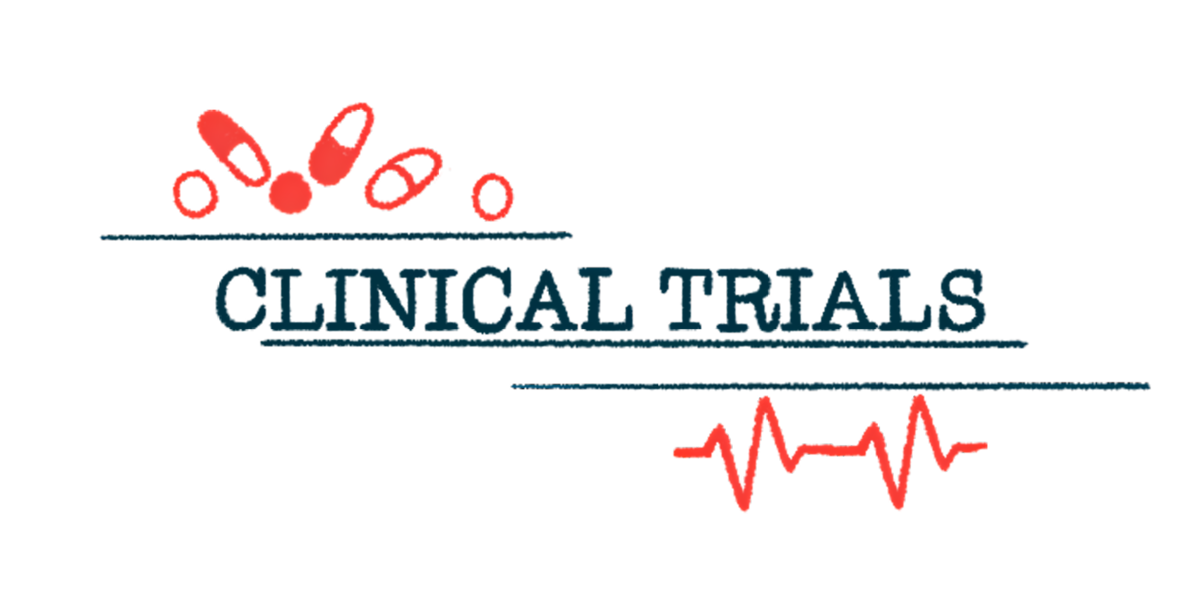 An illustration showing the words Clinical Trials with pills seen above and a heart rate monitor graph below.