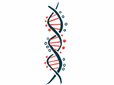 An illustration shows a strand of DNA.