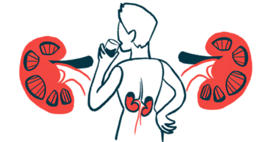 A person drinking from a cup is shown from the back, with kidneys highlighted.