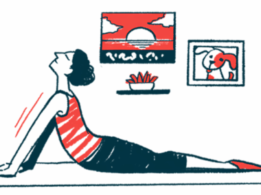 A woman holds a yoga pose in this illustration.
