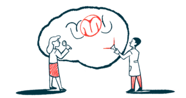 Two people, one holding a flashlight and the other a magnifying glass, inspect a giant brain.