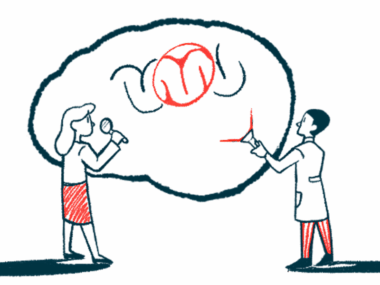 Two people, one holding a flashlight and the other a magnifying glass, inspect a giant brain.