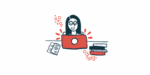 A woman types on a laptop.
