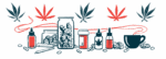 An illustration shows medical marijuana in various forms.