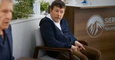 The actor and Parkinson's advocated Michael J. Fox is seen on the set of the Apple TV+ drama 