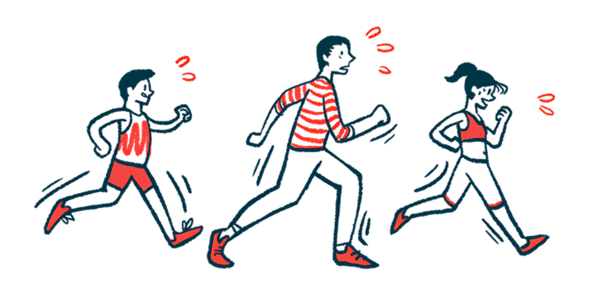 A group of people are seen running.