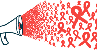 An illustration of a megaphone blasting out ribbons in an effort to call attention to an event.