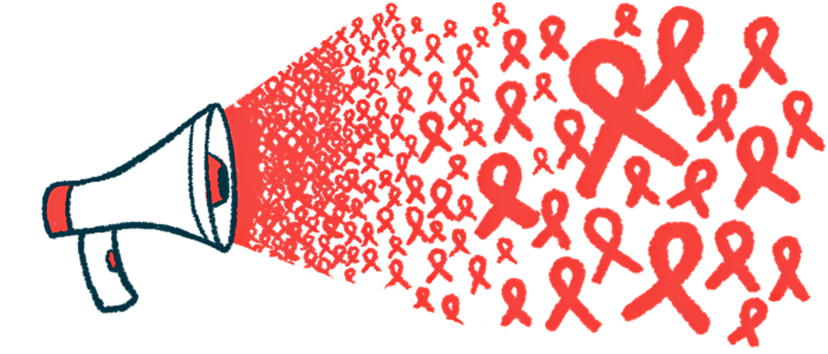 An illustration of a megaphone blasting out ribbons in an effort to call attention to an event.