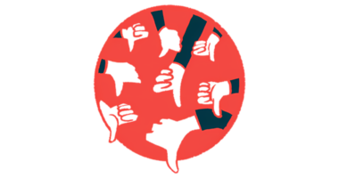 Hands show the thumbs-down sign.
