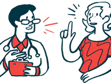 A patient speaks to a doctor.
