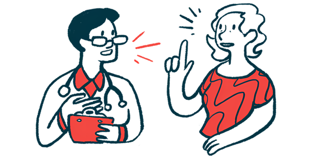 A patient speaks to a doctor.