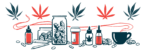 An illustration shows medical marijuana in various forms.