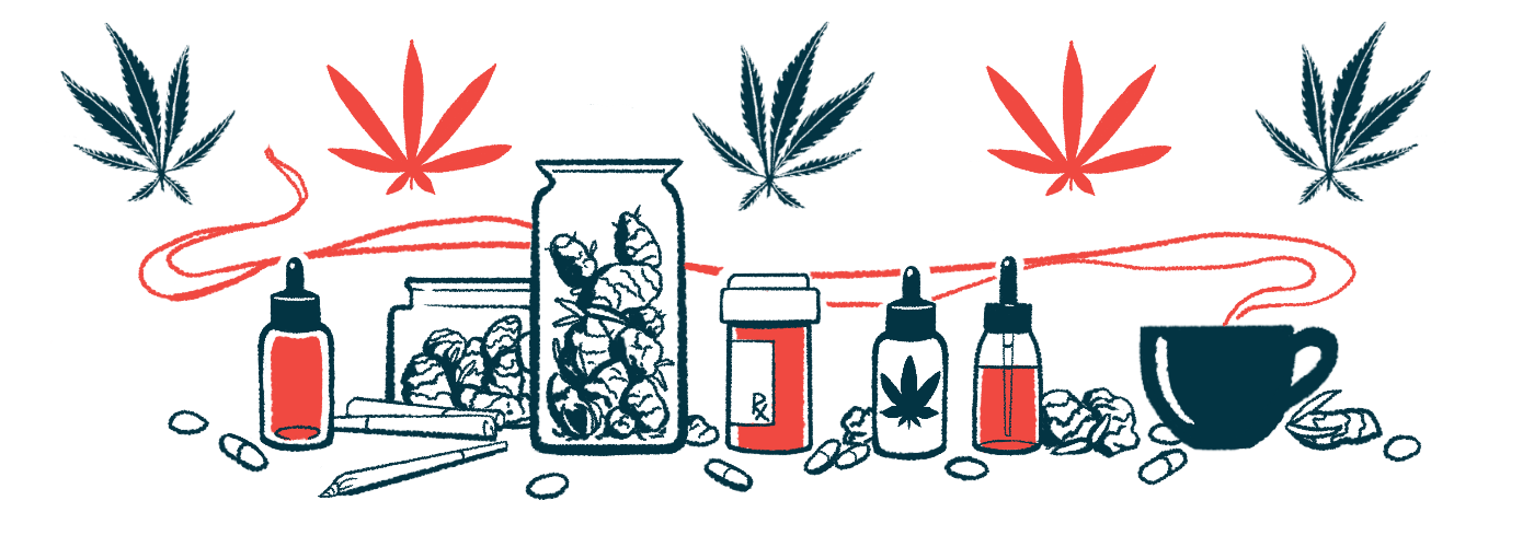 An illustration shows medical marijuana in various forms.
