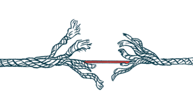 Illustration of a fraying rope breaking apart at the center.